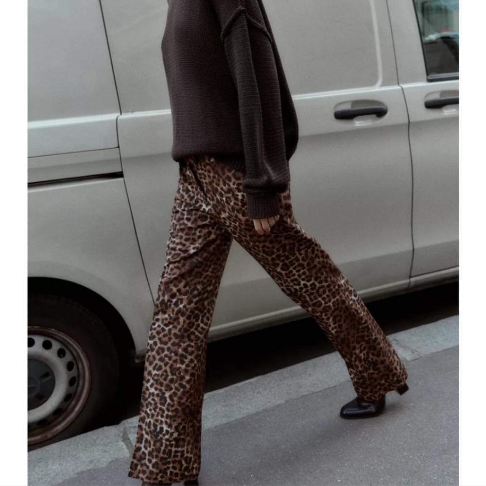 ZARA ANIMAL PRINT FLARE PANTS